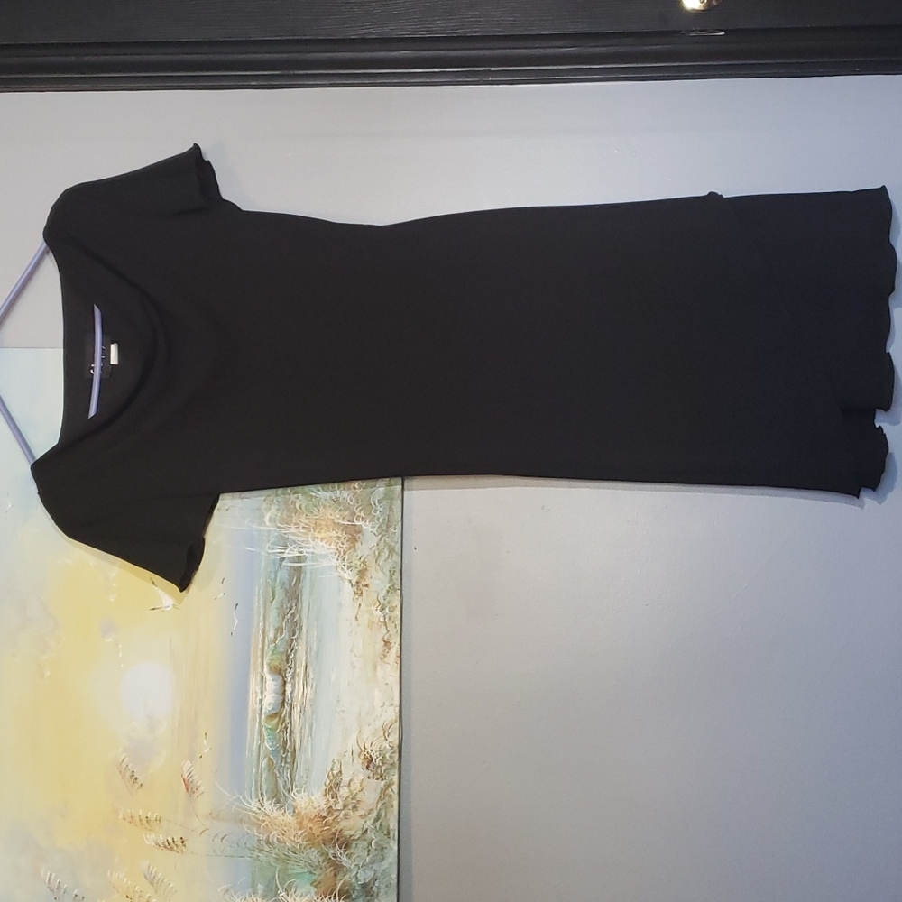 S.L Fashion vintage black dress with draped neckline. Size 10,